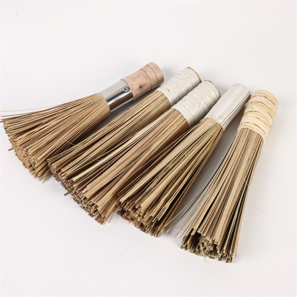 2 Pcs 12-Inch Bamboo Wok Brush Bamboo Wok Cleaning Brush Easy To Use Bamboo Cleaning Brush Kitchen