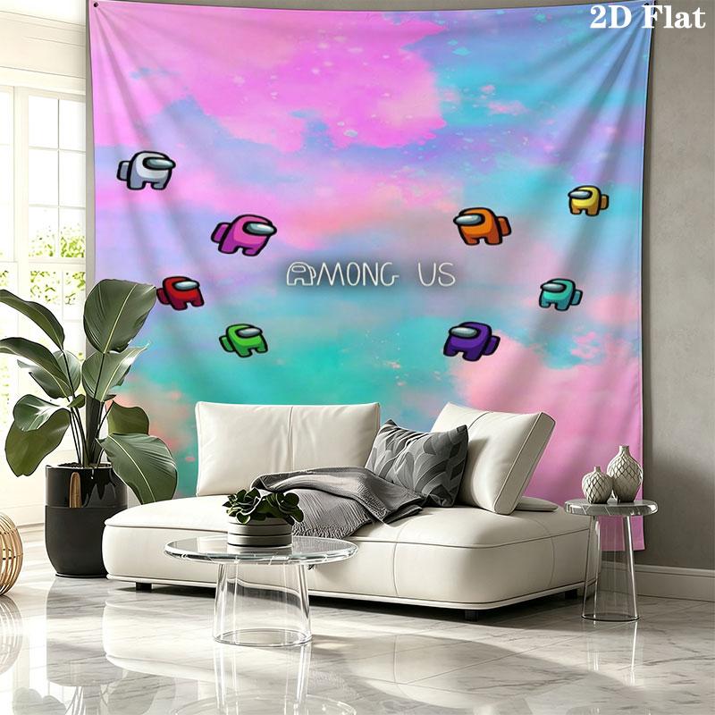 Among Us Custom Name Wall Tapestry Aesthetic Wall Hanging Printed Fabric Blanket Decorative Tapestries for Bedroom Living Room Home Decor