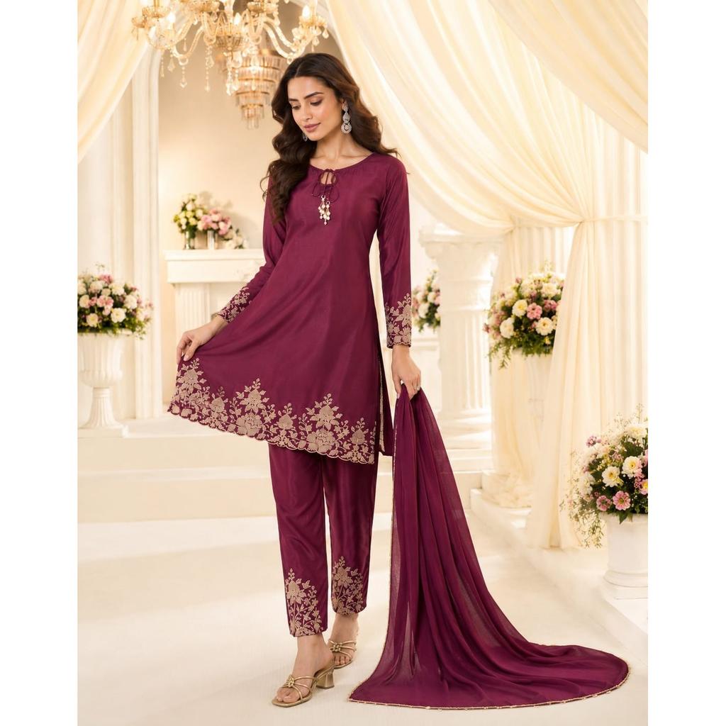 Party Wear Designer Salwar Kameez Indian Bollywood Ethnic Kurti Pant Dupatta Set