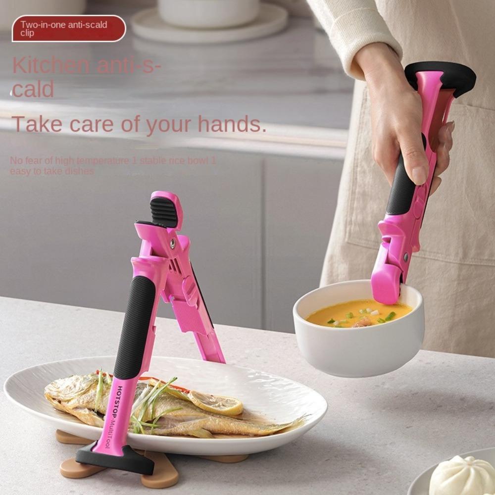 2 IN 1 Anti-scald Gripper Clip Silicone Handle Dish Lifter Clips Plate Bowl Clip  Steamers Oven