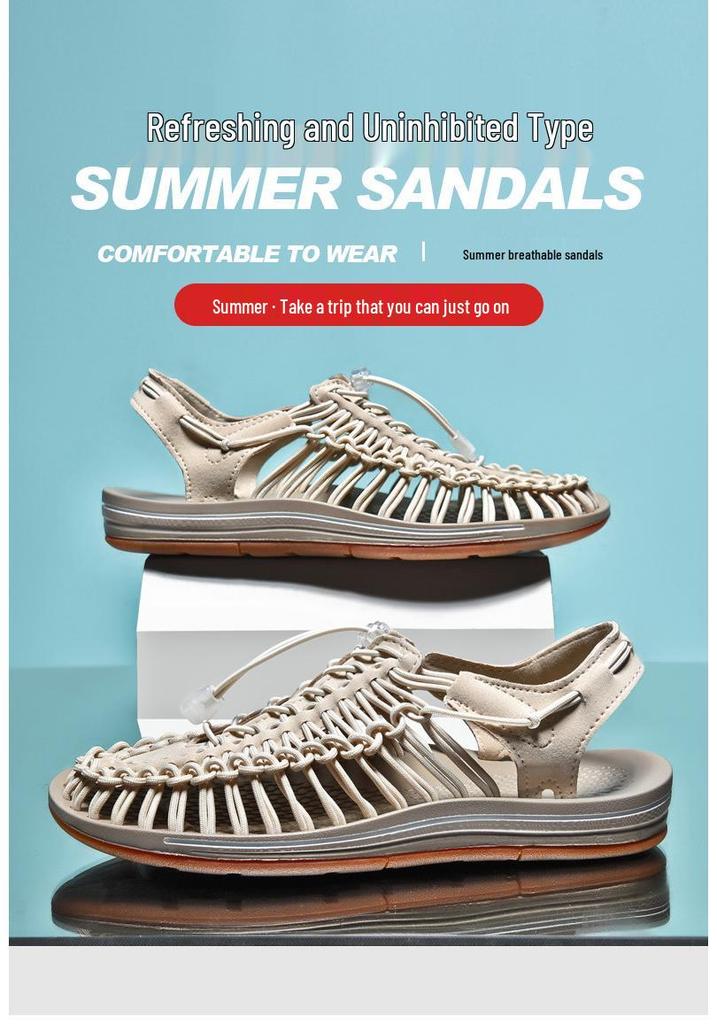 Men's Woven Casual Beach & Outdoor Sandals - Roman Style Water & Wading Shoes