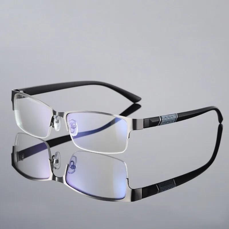 Anti Blue Reading Glasses Men Half-frame Glasses Business Style Male Eyeglasses For Old People Glasses With Grade +100~+400