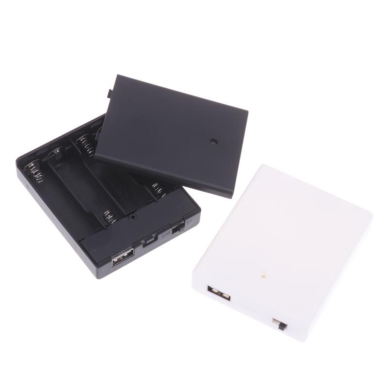 1 ks USB napájecí box na baterie přenosný mini držák na 4 AA baterie úložný box pouzdro pro příslušenství LED pásků
