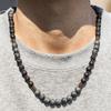 Exaggerated Sparkling Stone Volcanic Stone Beaded Necklace Men's Hip-hop Niche Design Sense Men's Black Gallstone Long Necklace