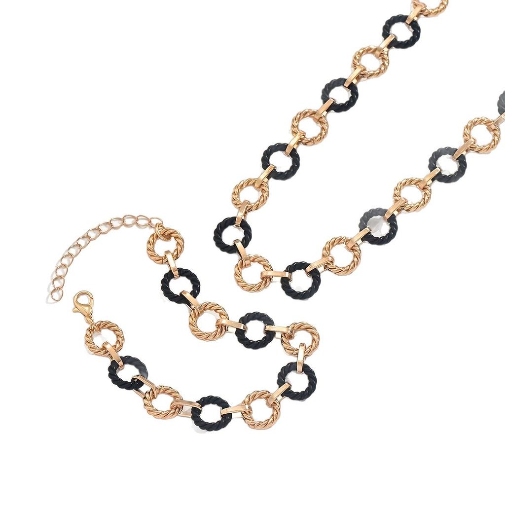 Stylish Simple Alloy Geometric Twist Twist Premium Ring Bracelet Necklace Set