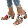 High-heeled cool slippers women's summer new color printed toe casual flip-flops thick-heeled sandals