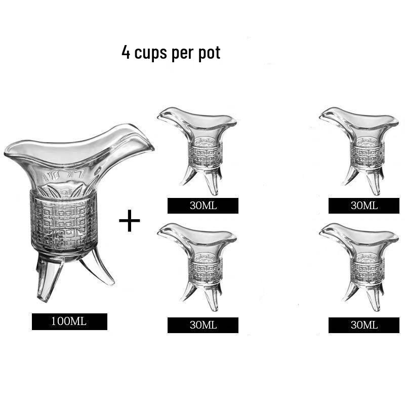 Ancient Emperor Antique Style Lead-Free Glass Wine Set: Three-Legged Small Cup