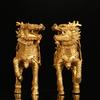 Fire Ornament Full Copper Male and Female Pair Crystal Kirin Home Entrance Office Small Decorative Divine Beast Auspicious