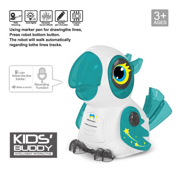 Bionic Parrot Toy New Parent-Child Early Education Line-Tracing Interactive Toy for Kids 6-12 Years Old Educational Sensing Green