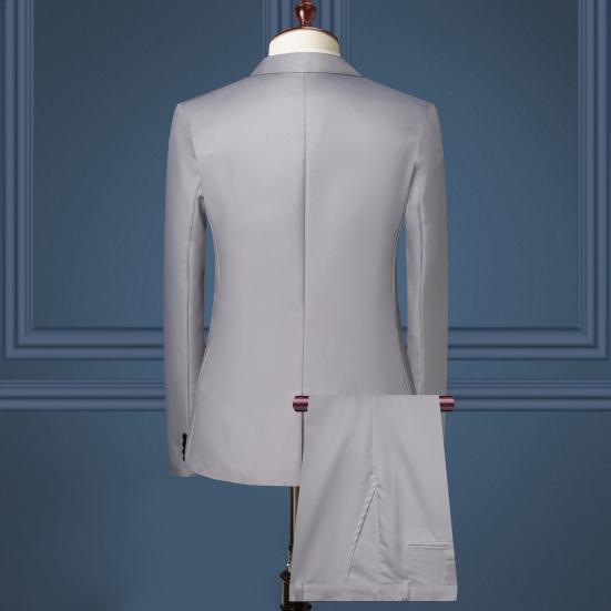 2ks/sada Muži Business Outfit Klopa Dlouhý rukáv Jednořadový oblek Kabát Jednobarevný oblek Kalhoty Set Slim Fit Workwear