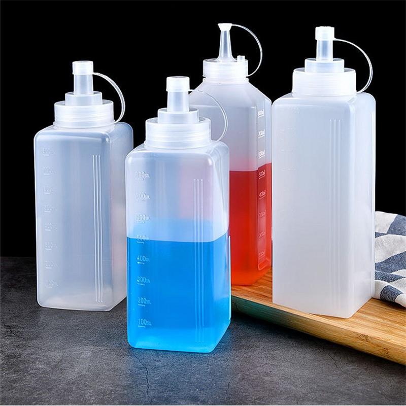 450-1000ml Squeeze Condiment Bottle with Lid  Plastic Squeeze Bottle Jam Salad Dressing Storage Dispenser Kitchen Accessories