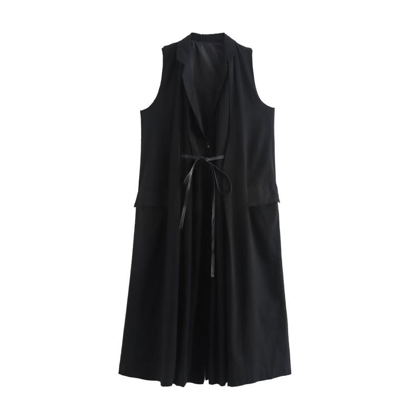 

Retro European and American V-Neck Long Vest Dress with Autumn Design Large