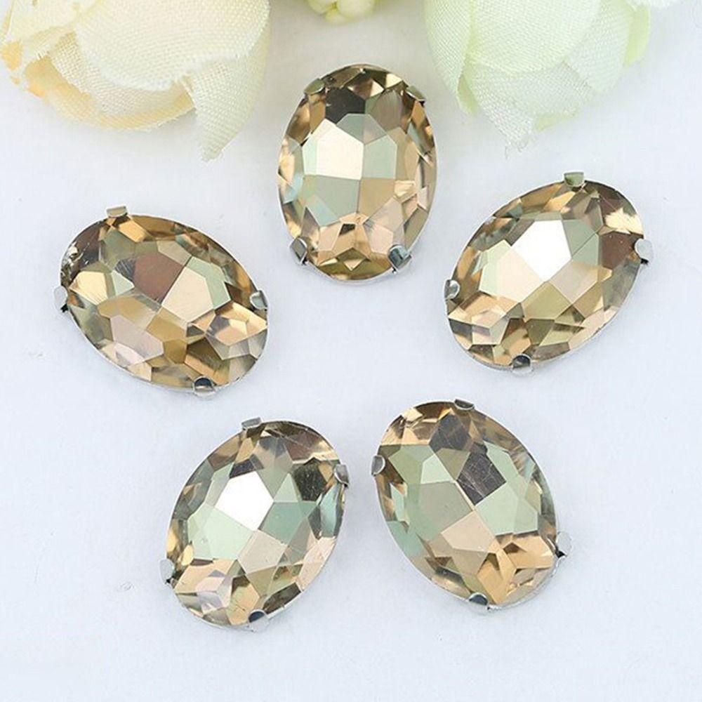 50Pcs/Pack Egg Shape Glass Crystal Stones Diamond Beads Ornament DIY Garment Clothes Shoes