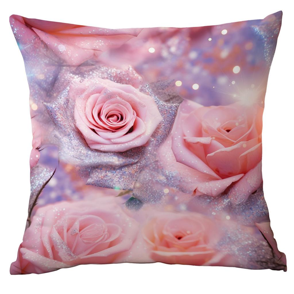 New Spring Flower Pink Rose Pillowcase Home Living Room Sofa Cushion Pillowcase