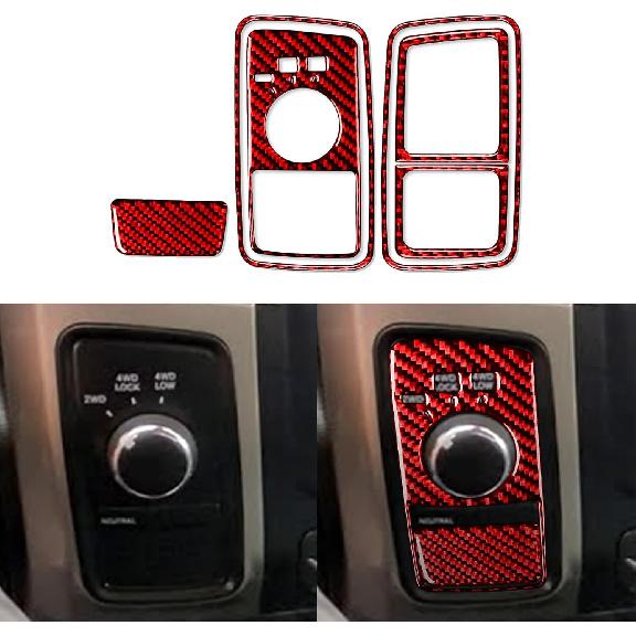 Red Carbon Fiber Dashboard trument Speedometer Tachometer Frame Panel Cover Car Interior Compatible with Dodge Ram 1500/2500/3500 2013 2014 2015 2016