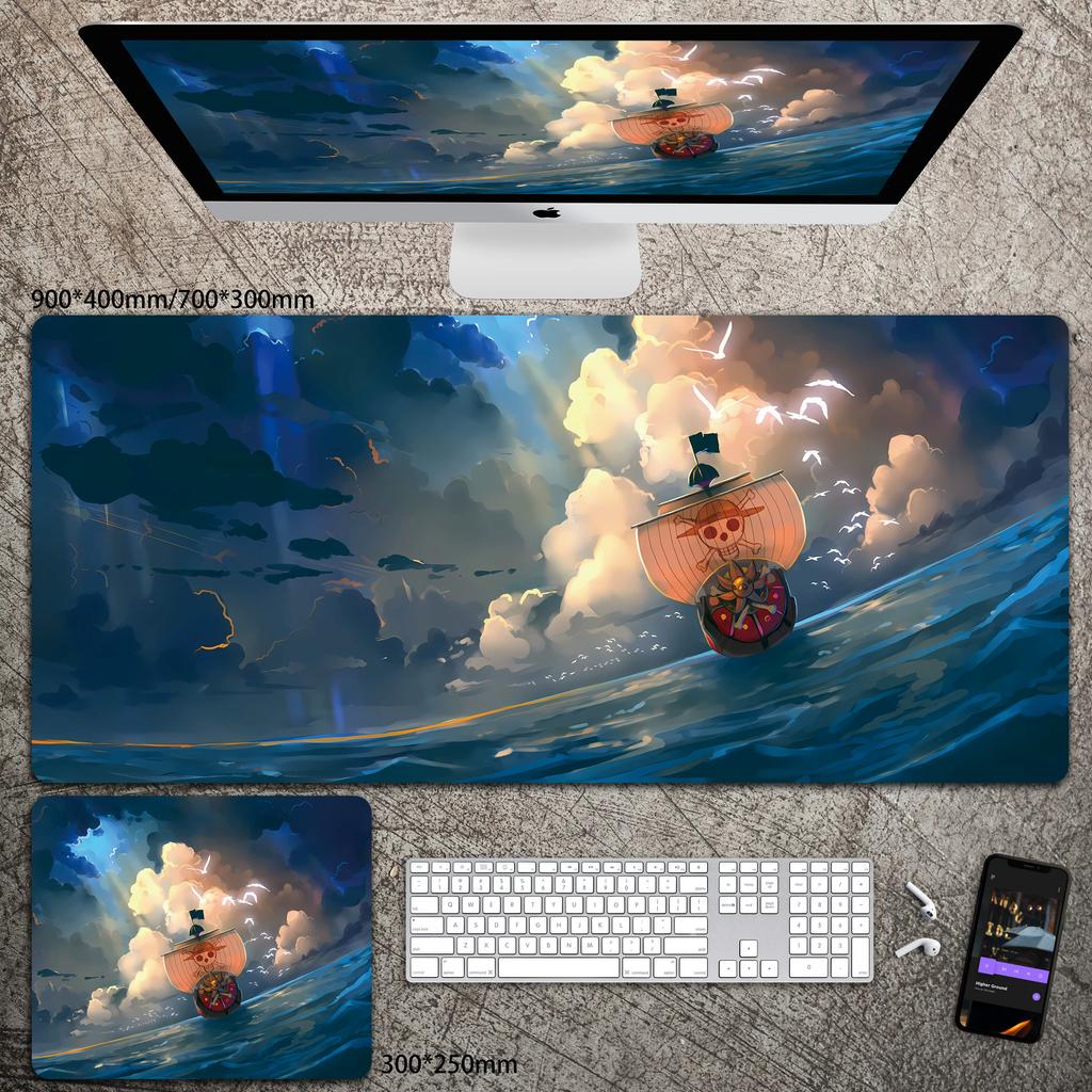 Hohe Auflösung ONE PIECE Leder-Mauspad Luffy Schreibtisch-Pad Rutschfest Wasserdichtes Mauspad Übergroß Jungen Animation E-Sport Spiel Tastatur-Pad