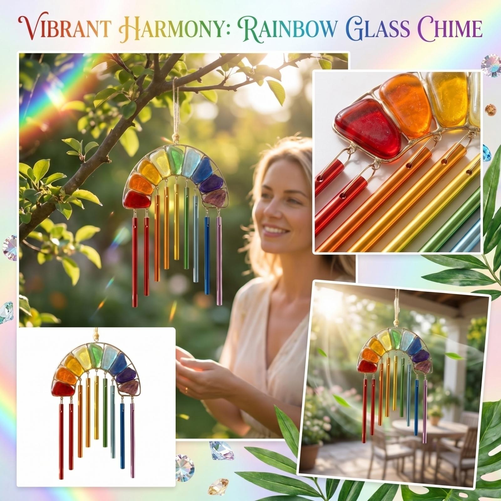 

Chakra Crystal Wind Chime, Colorful Glass Suncatcher With Metal , Home & Garden Decor One Size