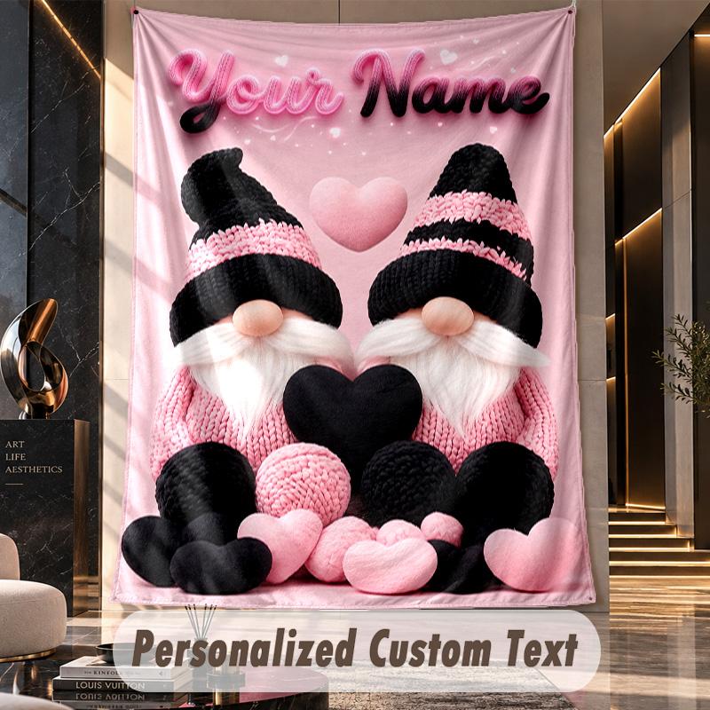 Gnomo (270) Tapeçaria Personalizada com Tema Nome Personalizado Texto Pendurado na Parede Tapeçaria Decoração de Casa Tecido de Fundo