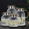 High Borosilicate Glass Cold Water Kettle with Rice Grain Pattern, Large Capacity Tea and Juice Infuser.