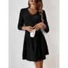 A Line Long Sleeve Knit Casual Women Dress