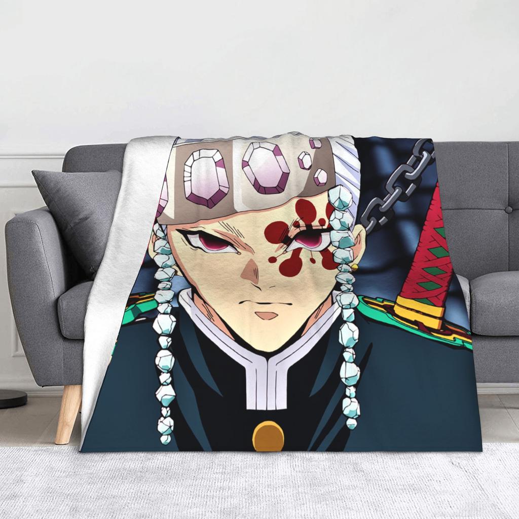 Kyojuro Rengoku Kimetsu No Yaiba Blanket Velvet Spring Autumn Japanese Anime  Multifunction Throw Blanket for Sofa Bedroom Quilt