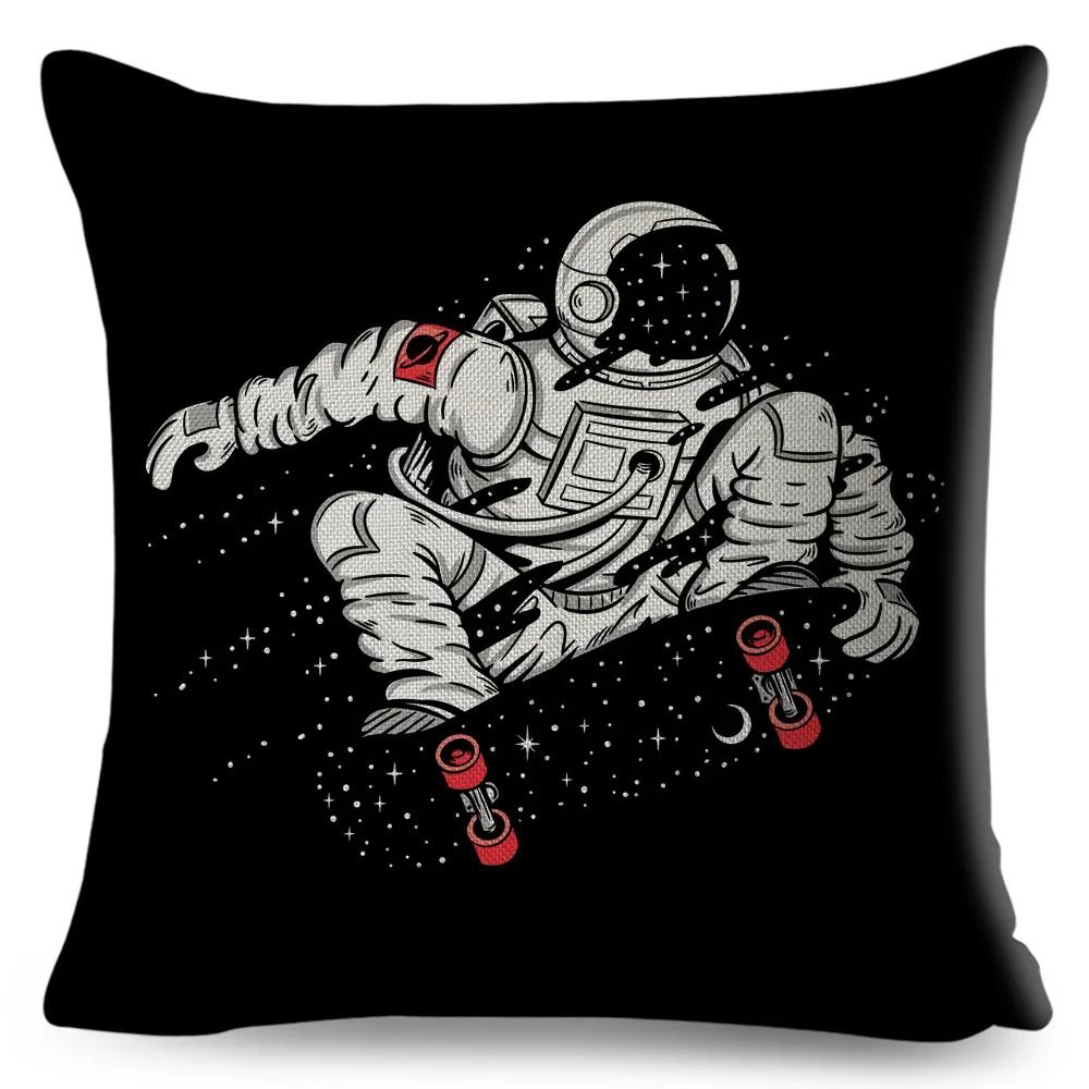 Cartoon Astronaut Sports Cushion Sofa Home Decoration Kids Room Planet Music Pillowcase
