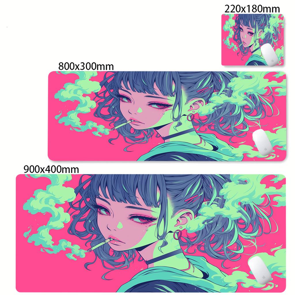 Beautiful Girl New Mouse Pad Gaming Mousepad Kawaii Anime Girl Red Deskmat ESports Office PC Mice Mat Natural Rubber Mausepad