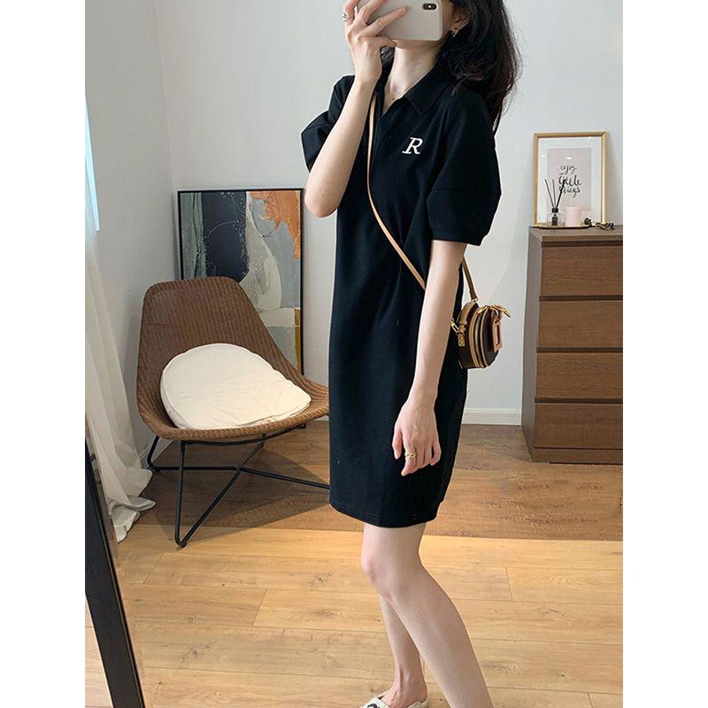 

Internet Hot Polo Casual Dress 2025 Summer New Arrival Slim Looking Black Hip-Wrapped Skirt Women s Western Style Black Dress Black S