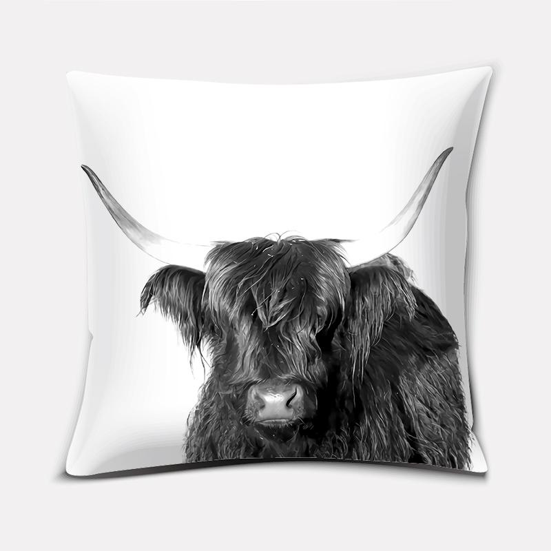 

Супермягкая наволочка с рисунком шотландской горной коровы, диванная подушка, декоративная подушка 40x40cm