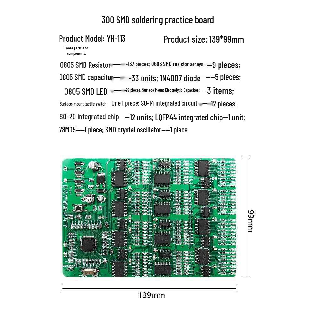 SMD Component Soldering Practice Board Kit – DIY Electronic Training for Electricians