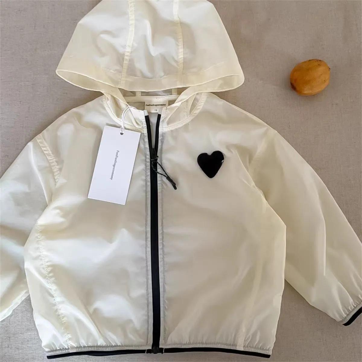 Kids Spring Summer Heart Hooded Sun Protection Jacket Thin Breathable Coat For Boys And Girls 90