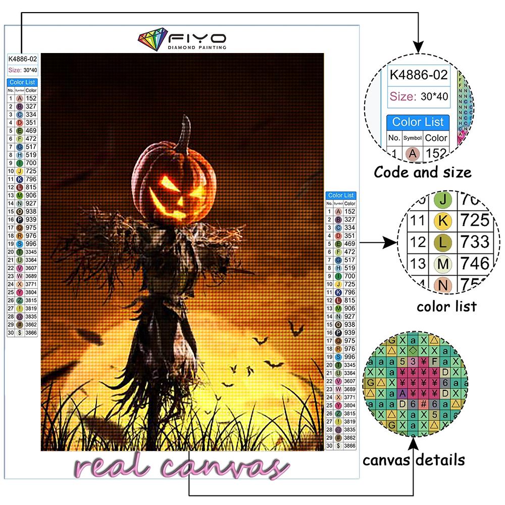 Diamantové vyšívání Halloween Scary Pumpkin Head Man 5D DIY Diamantová malba křížovým stehem drahokamu