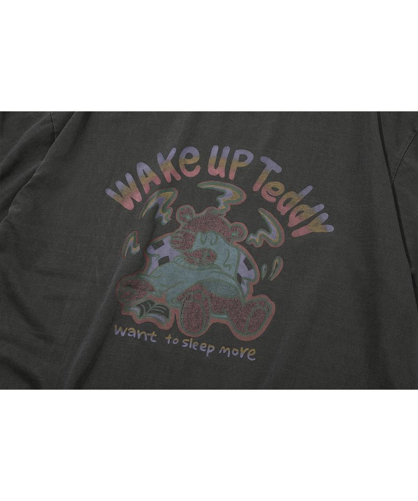 CPGN STUDIO Wake Up Teddy Pigment Short Sleeve T-Shirt Smoke Black