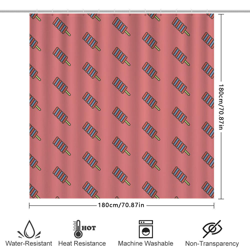 Pink Bath Curtain With Ice Cream Pattern For Bathroom Decor Home Improvement Supplies