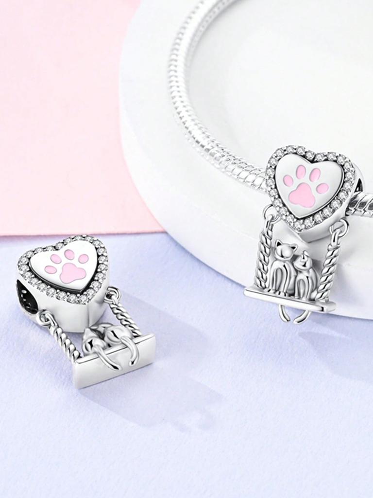 Charms Plata Little Girl Rabbit Bow Beads Charm Copper Plated Fit Charms Copper Original Bracelet For Jewelry Making Diy Charm