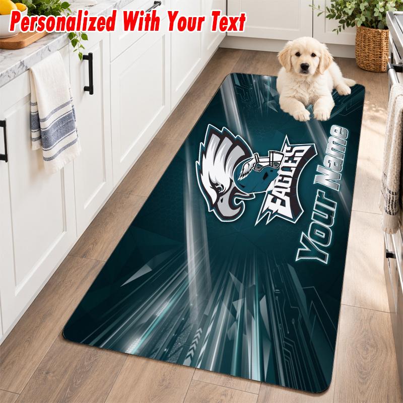 Philadelphia Eagles Individueller Name Flanellteppich Küchenmatte Rutschfester Bodenteppich Personalisierte Heimdekoration
