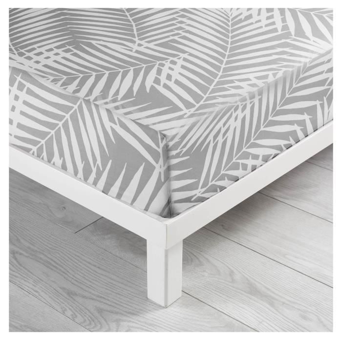 Drap housse - Botania - 90 x 190 cm - 100% coton - Gris - Bonnet 30 cm