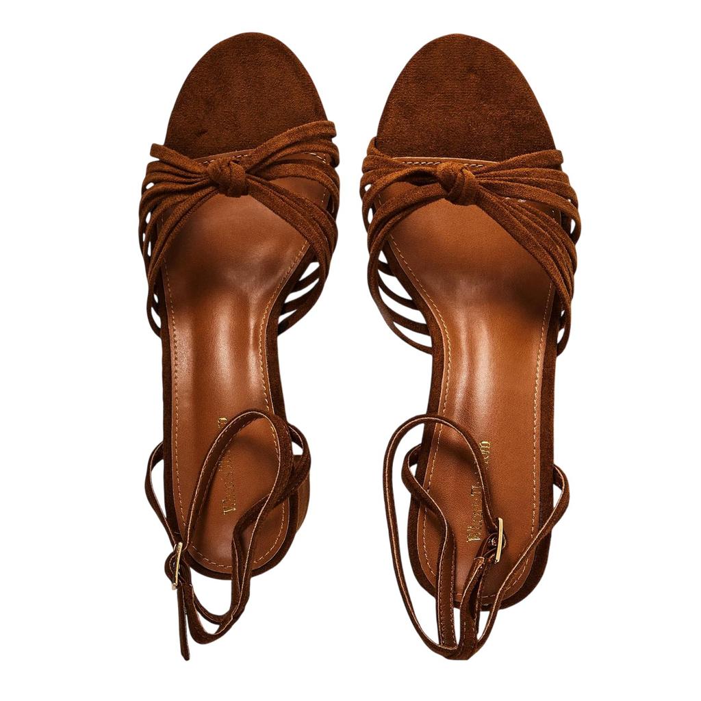 Where's That From Womens/Ladies Knotted Suede Block Heel Sandals