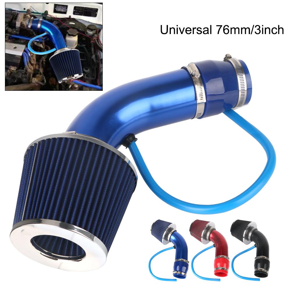 Universal Aluminum Car Cold Air Intake System Car Accessories With Air Filter Turbo Induction Pipe Tube Kit 76mm/3Inch