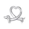 WOSTU 925 Sterling Silver Hollow Cat Dog Charms Bead Cute Pet Paw Dachshund Pendant Fit Original Bracelet Neckalce DIY Girl Gift