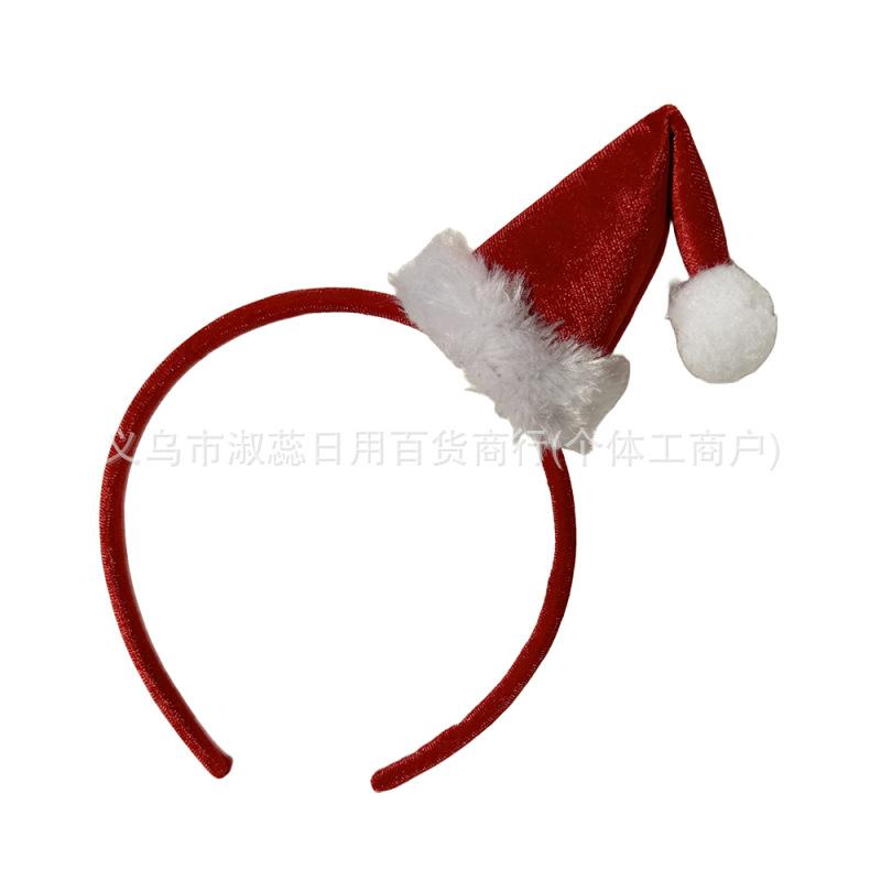 Рождественская тиара Красный бархатный помпон повязка на голову Сладкая милая рождественская шапка повязка на голову Перьевая повязка на голову Рождественская елка красный