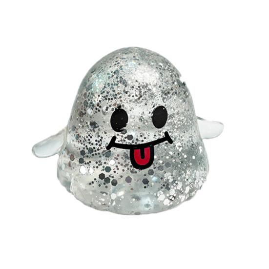 Glitter Ghost Squeeze Toy Stress Relief Transparent Ghost Squeeze Toy Slow Rising Decompression Sensory Fidget Toy Halloween Party