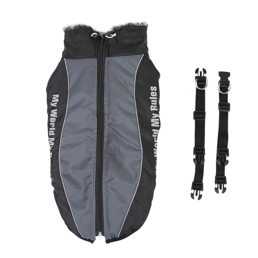 Roupas impermeáveis para cães, casaco grande para cães de inverno com coleira peluda, roupas quentes para animais de estimação, jaqueta para cães, fantasias de labrador bulldog