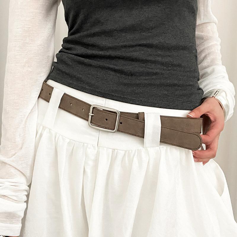 Simple Fashion Pu Leather Belt For Women With Alloy Pin Closure For Daily Use And Dresses
