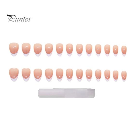 

1 комплект накладных ногтей со стразами и бантом, французский градиентный цвет, длинные ногти для наращивания, домашний салон, женщины, полное покрытие, набор для накладных ногтей из пластика B