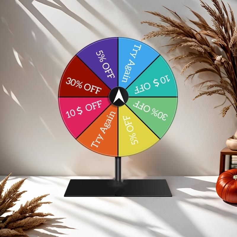 Rotating Prize Wheel Plastic Base Removable Stand Classroom Game Party Supplies Dry Erases Accessories Included