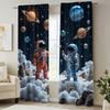 2pcs Space Adventure Curtains with Astronaut & Planets Design - Easy-to-Hang Pole Pocket   Machine Washable Polyester - Ideal for