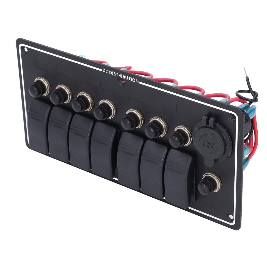 7 Gang Rocker Panel, 12V 7 Appliance Control with Overload Protector, Suitable for Boats, Yachts, RVs, Aluminum Alloy ABS Material, IP65