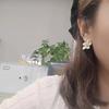 2024 New Korea Jewelry Exaggerated White Acrylic Zircon Flower Earrings Elegant Women Design Fashion Wedding Party Accessories