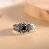 Retro Distressed Dark Rose Thorn Ring with Black Zirconia - Personalized Hip Hop Gift